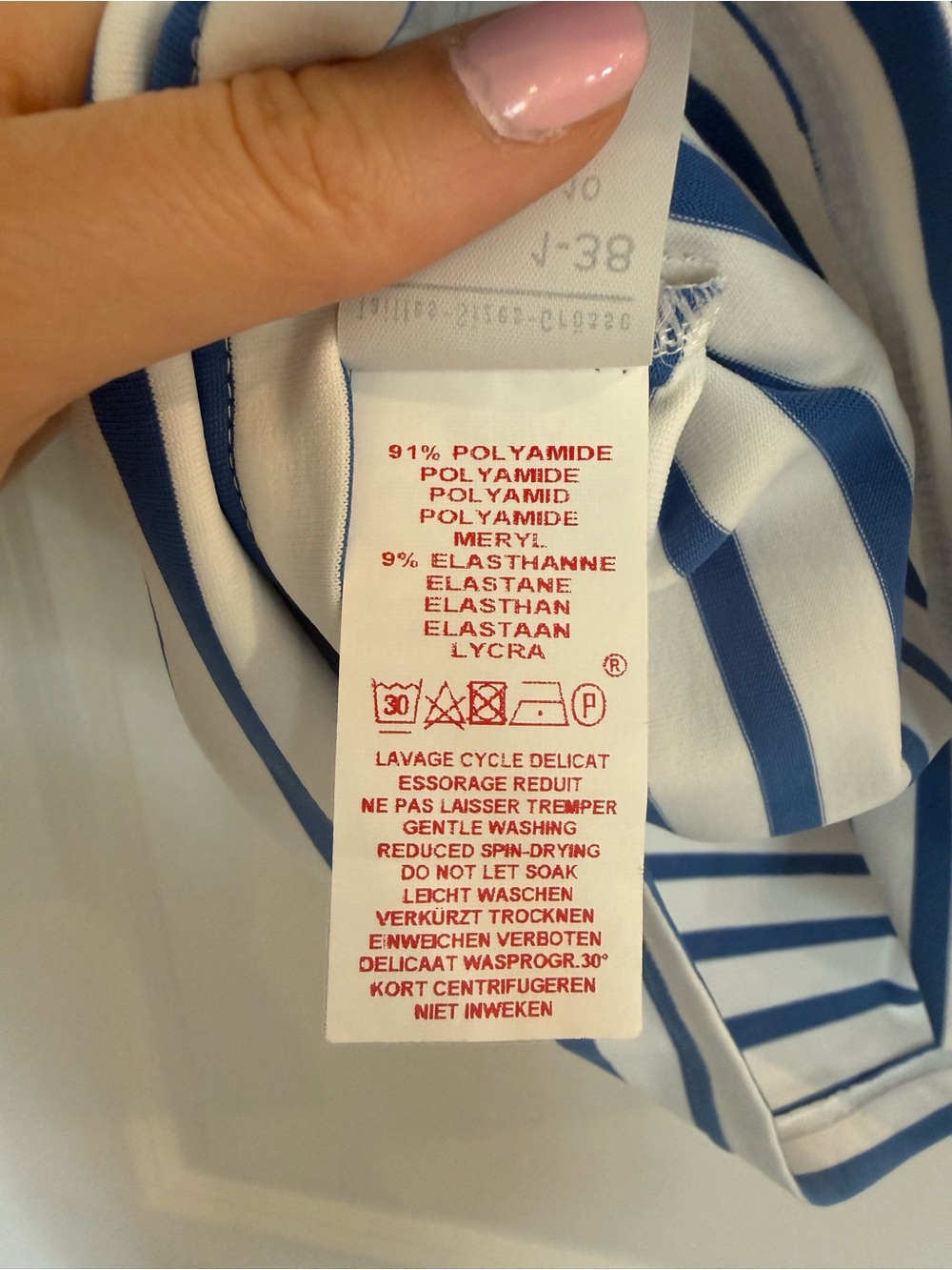 Saint James Blue & White Breton Stripe Boatneck 3/4 Sleeve Top - Picture 6 of 7